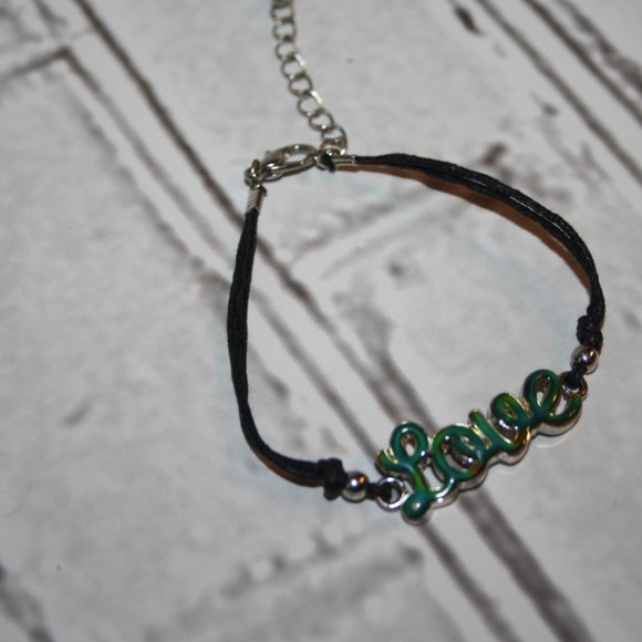 Beautiful black cord and Love bracelet MOOD bracelet 7-9" - Picture 2 of 3